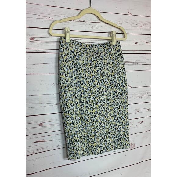 Maeve By Anthropologie Women's S Small Blue Yellow Pencil Dressy Career Skirt - Picture 7 of 12